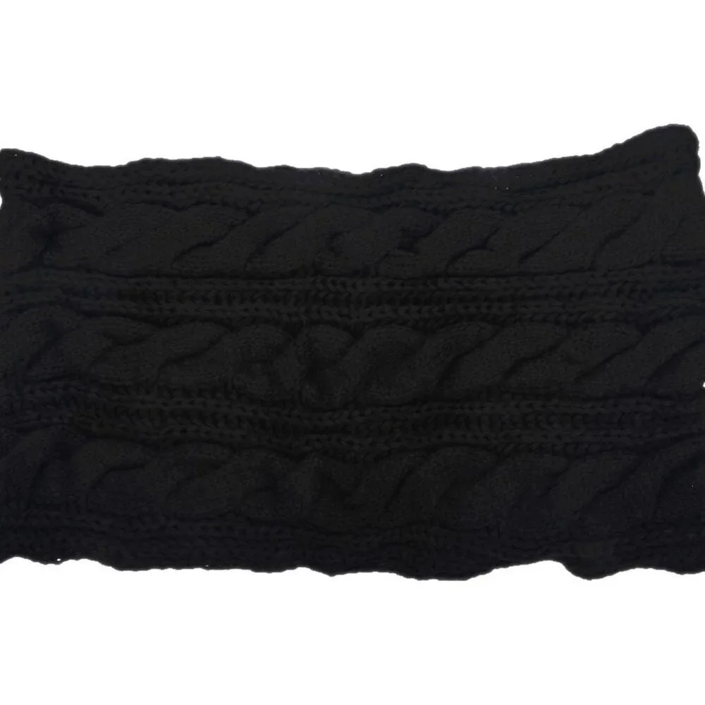 Women's Twist Black Thick Ribbed Knit Winter Infinity Circle Loop Scarf